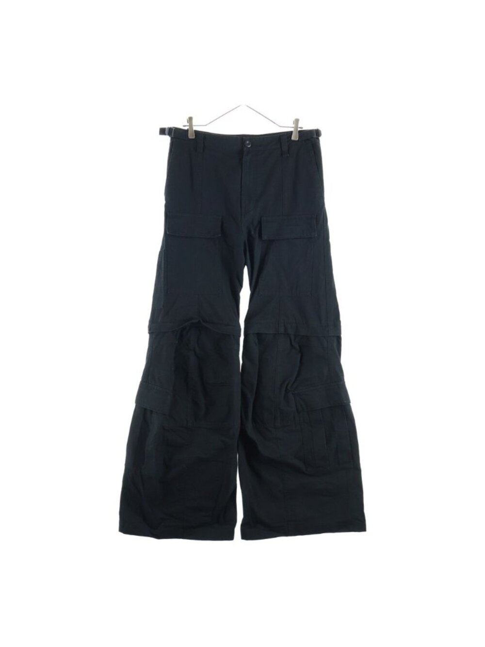 Balenciaga Multi Pocket Design Zip Up Wide Flare Pants Black